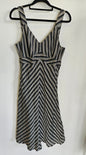 CAROLINE SILLS RAYON BLEND DRESS BLACK AND WHITE STRIPE SIZE 10