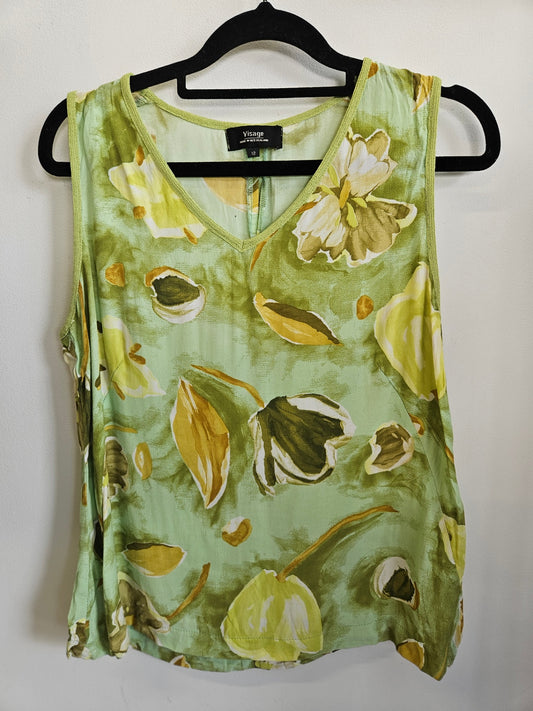 VISAGE RAYON SLEEVELESS TOP Green and Yellow SIZE M
