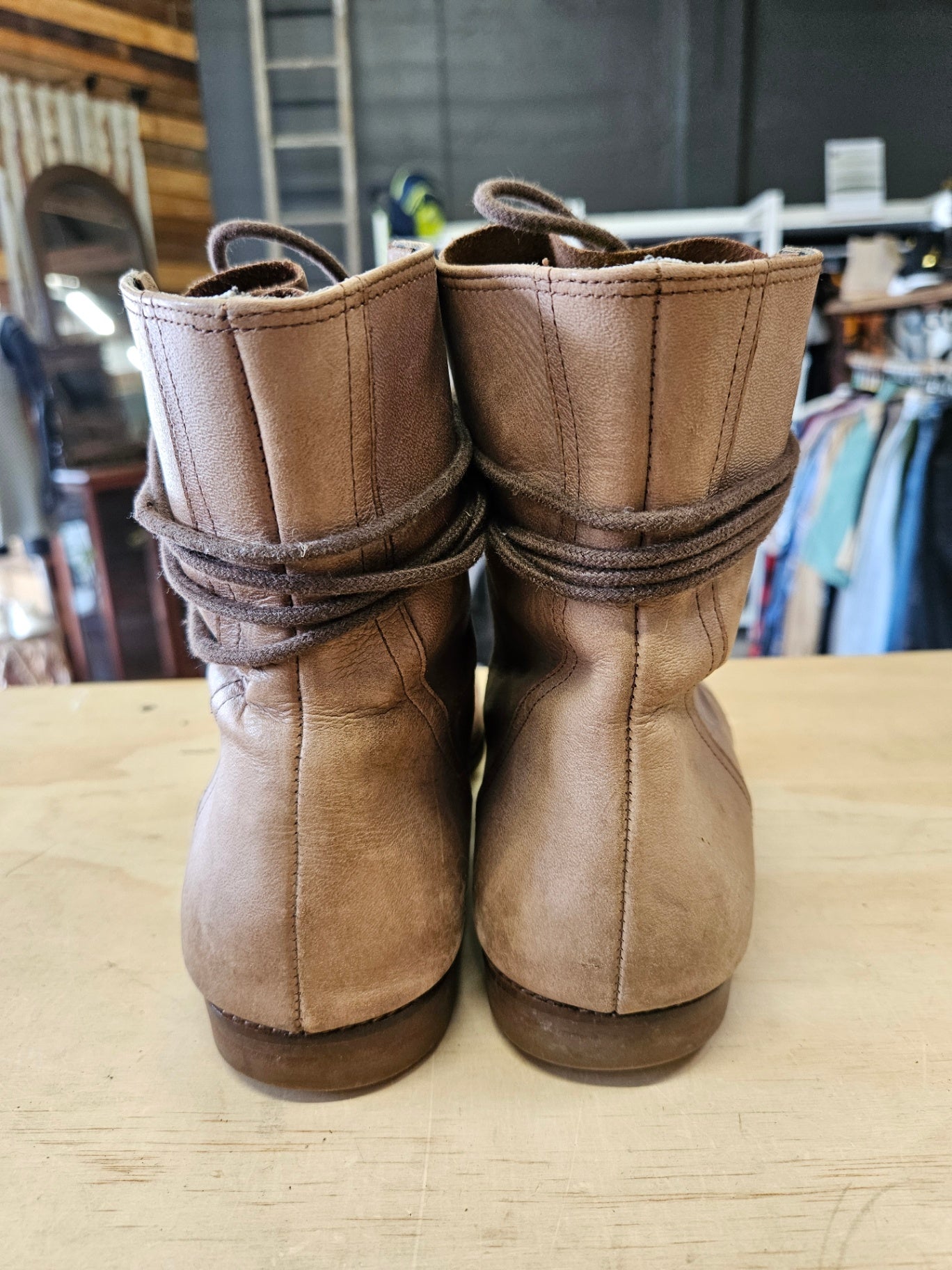 ZIERA LEATHER BOOTS BROWN SIZE 40