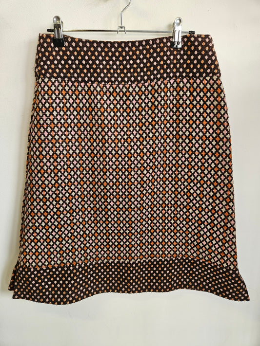 VESTA WOOL VINTAGE SKIRT BROWN PINK RETRO SIZE S