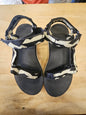 TEVA VELCRO RUBBER NYLON PLATFORM SANDALS BLACK WITH WHITE ZIG ZAG SIZE 8US
