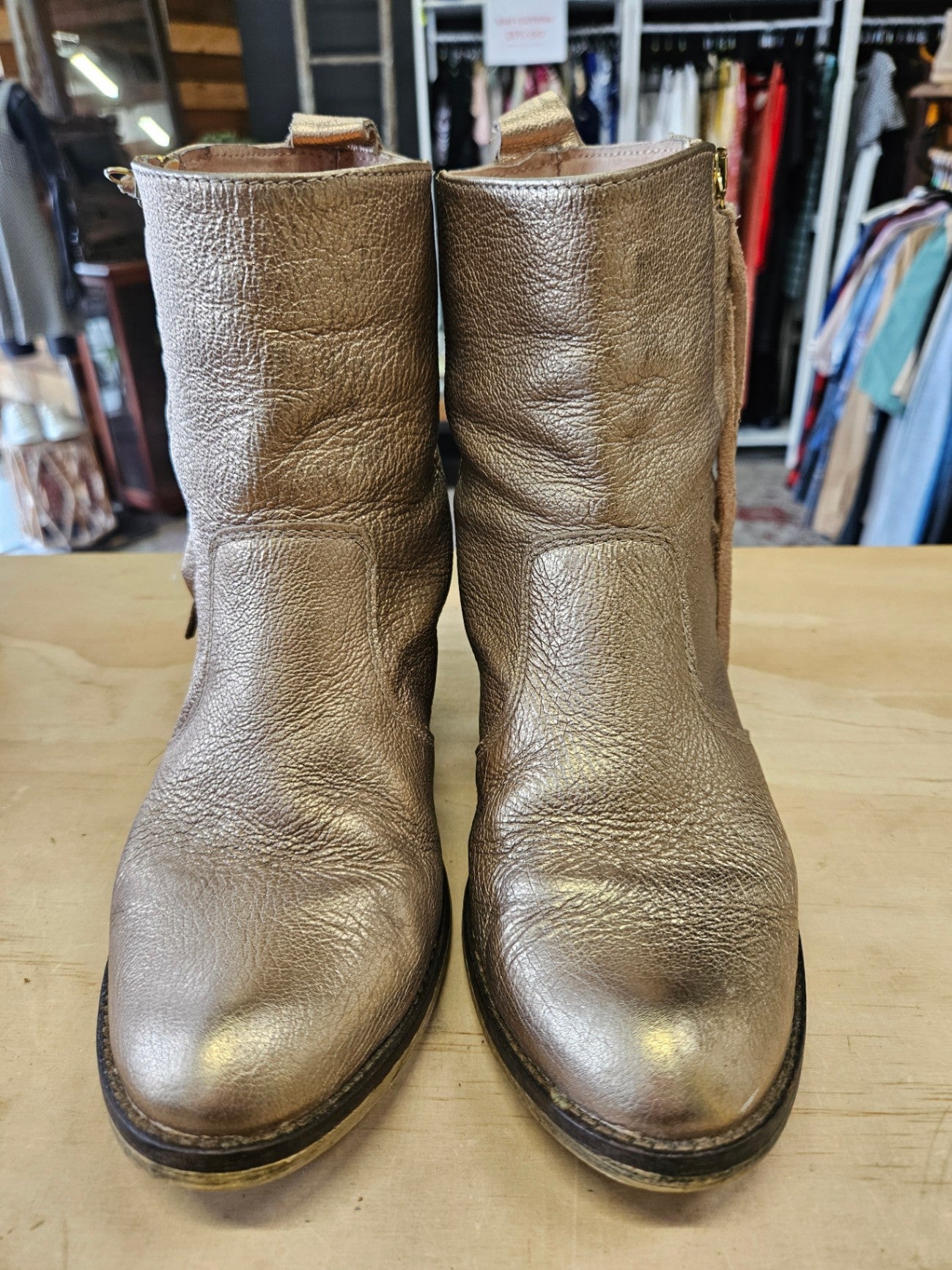 MI PIACI LEATHER BOOTS GOLD SIZE 40