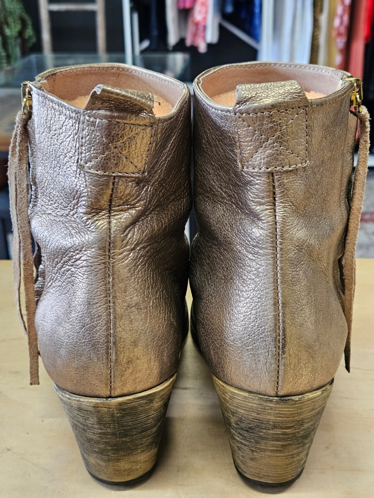 MI PIACI LEATHER BOOTS GOLD SIZE 40