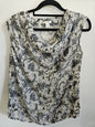 VERGE VISCOSE BLEND SHORT SLEEVE TOP SILVER BLACK SIZE S