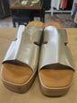 LOS CABOS FAUX LEATHER WOOD LOOK PLATFORM SLIDES GOLD SIZE 39