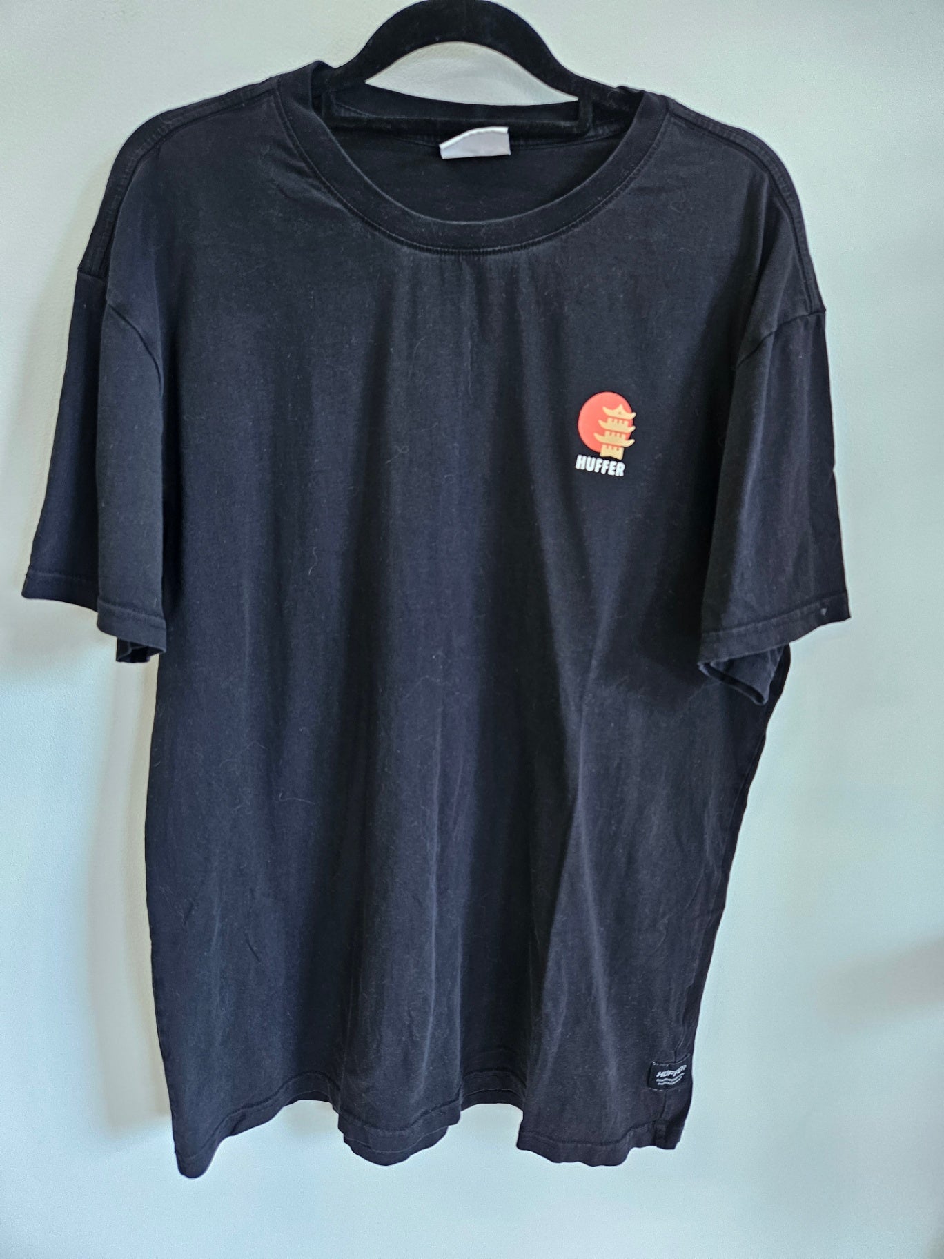 HUFFER COTTON T SHIRT BLACK TEMPLE OF HUFFER SIZE M