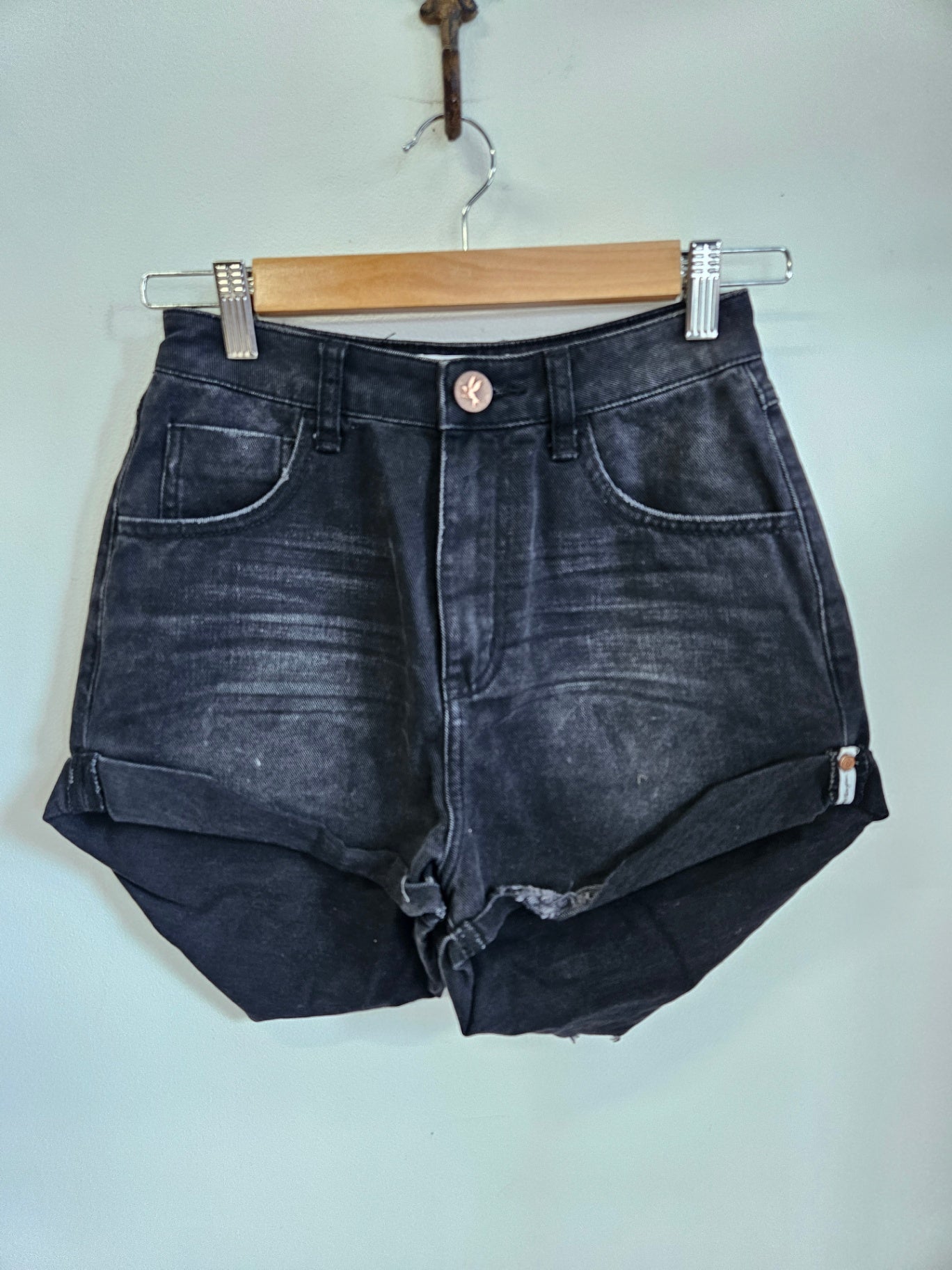 ONE TEASPOON DENIM SHORTS BLACK SIZE 24