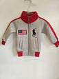 POLO RALPH LAUREN COTTON BLEND TRACKSUIT GREY RED SIZE 18M