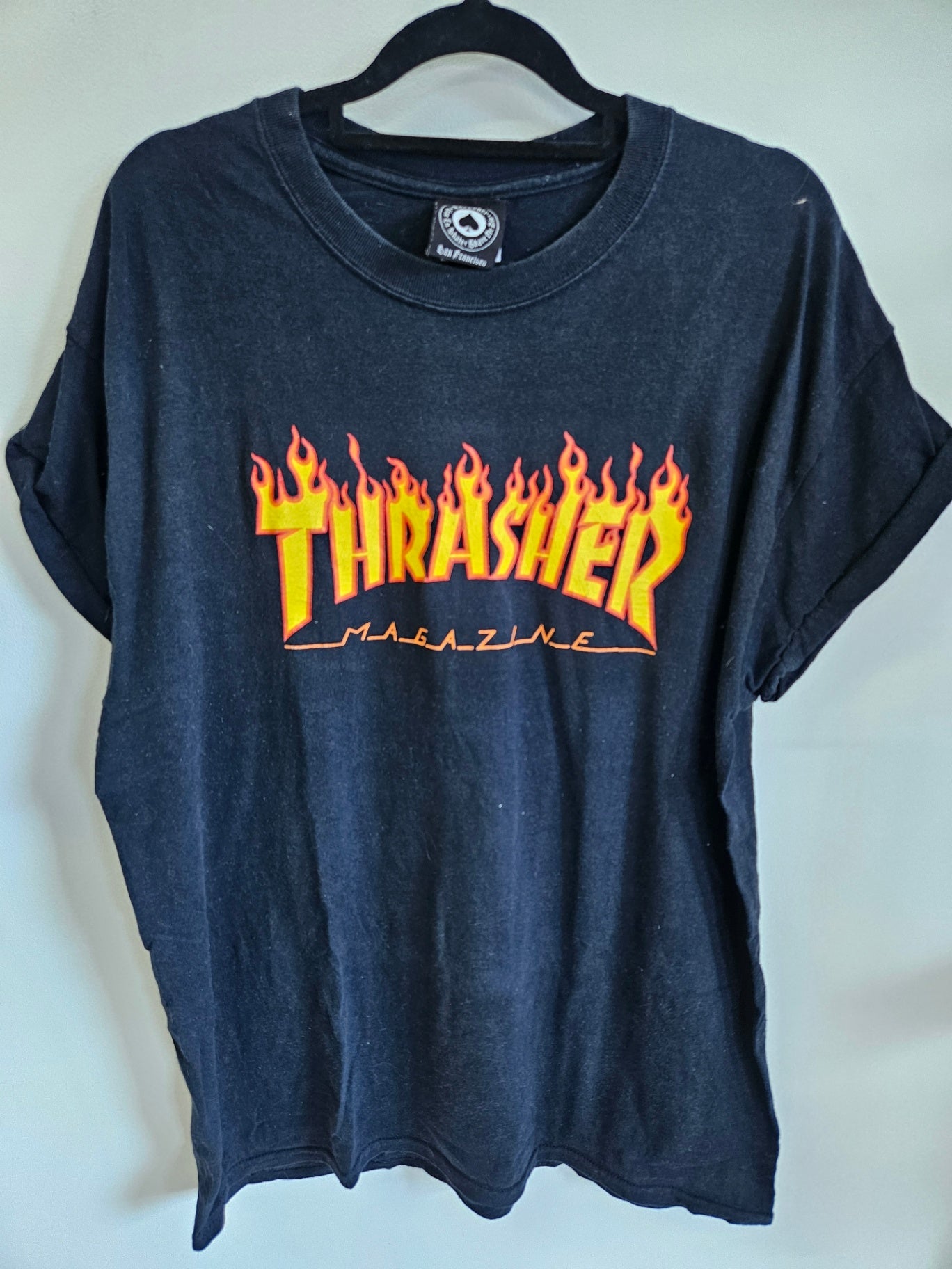 THRASHER COTTON T SHIRT BLACK SIZE L