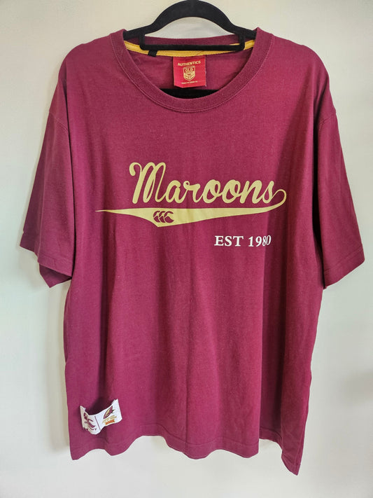 AUTHENTICS QLD 2009 COTTON T SHIRT MAROON SIZE XL