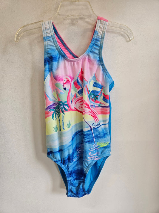 SPEEDO SWIMWEAR BLUE PINK FLAMINGO SIZE 6Y