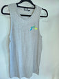 RUSTY COTTON SINGLET DRESS GREY FLURO LETTERING SIZE 6