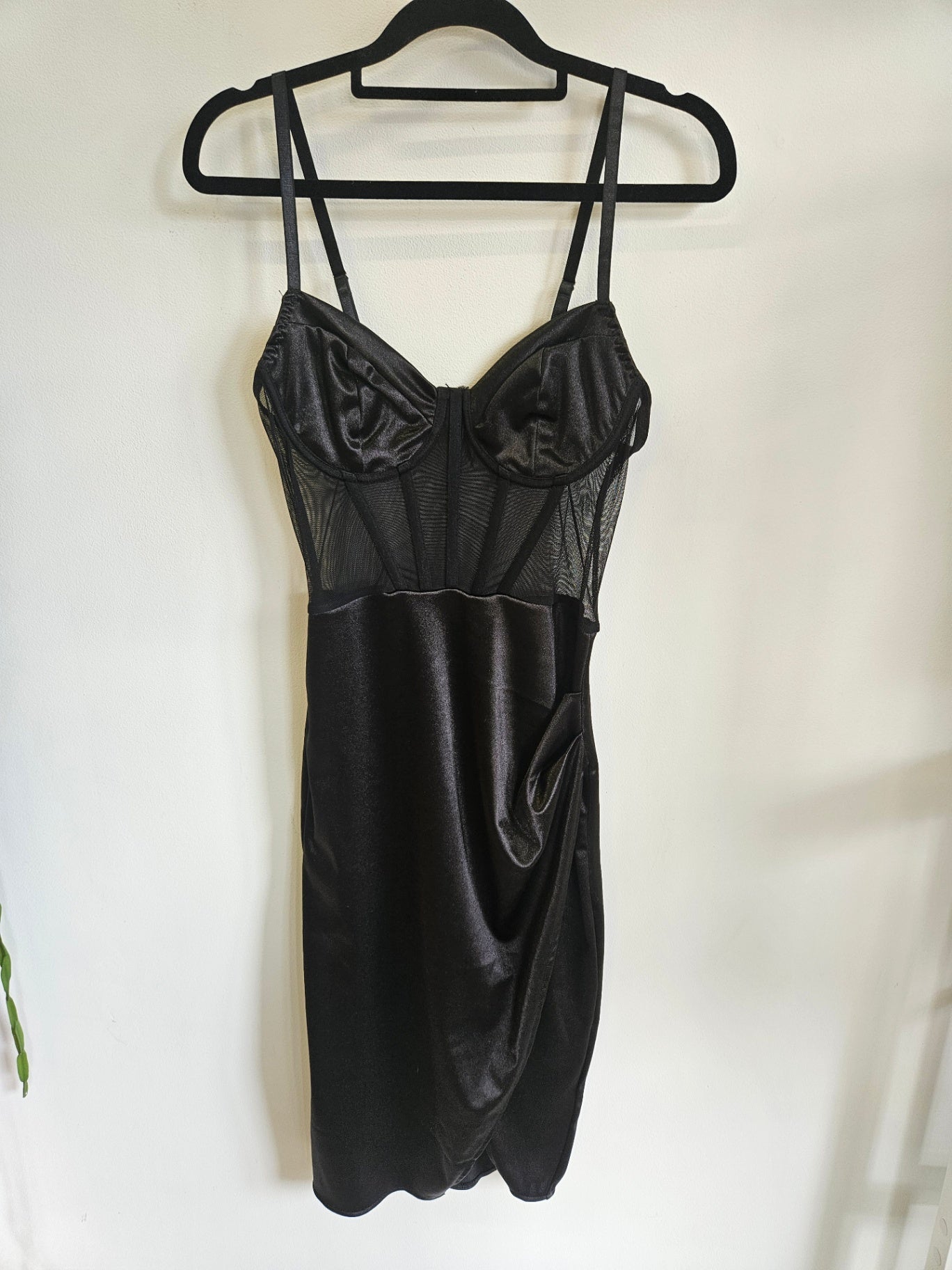 SHEIN SATIN MESH FORMAL DRESS BLACK SIZE S