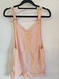 ROXY GIRL LINEN COTTON BLEND SHORTALL PEACH PINK STRIPE SIZE 14Y