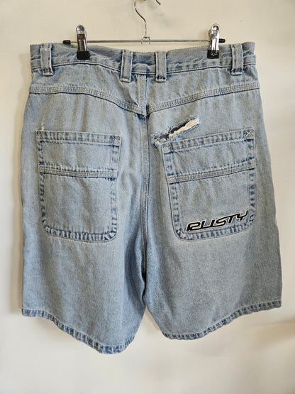 RUSTY DENIM BAGGY JORTS LIGHT BLUE SIZE 34