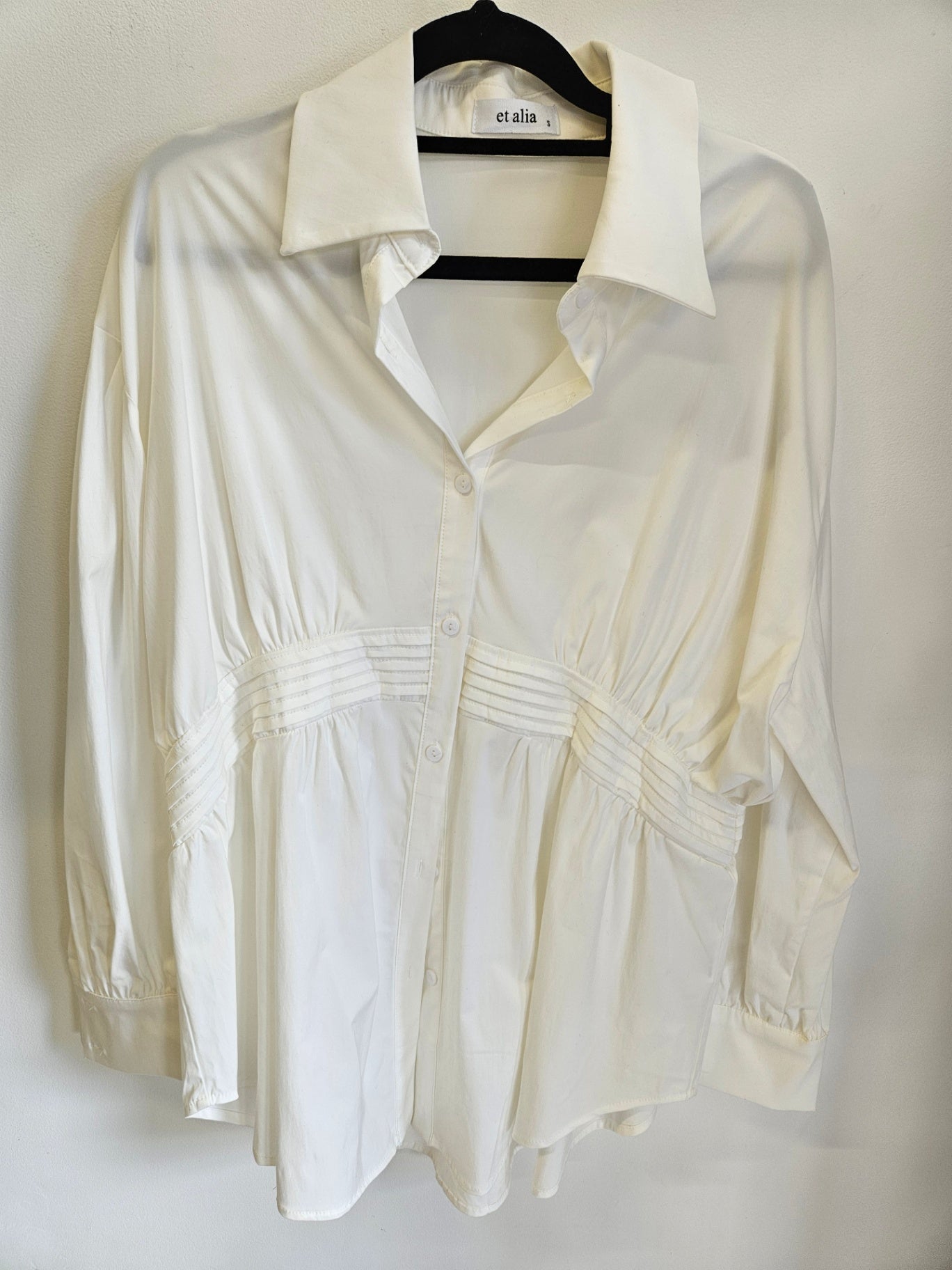 ET ALIA VISCOSE RAYON BLEND SHIRT WHITE SIZE S