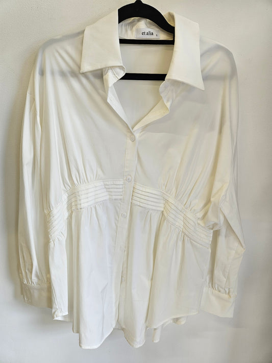 ET ALIA VISCOSE RAYON BLEND SHIRT WHITE SIZE S