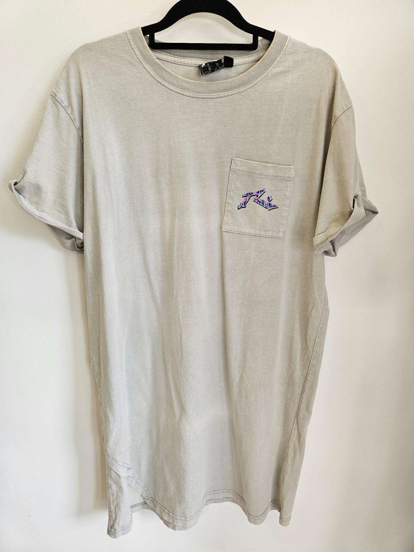RUSTY COTTON T SHIRT DRESS GREY SIZE 12