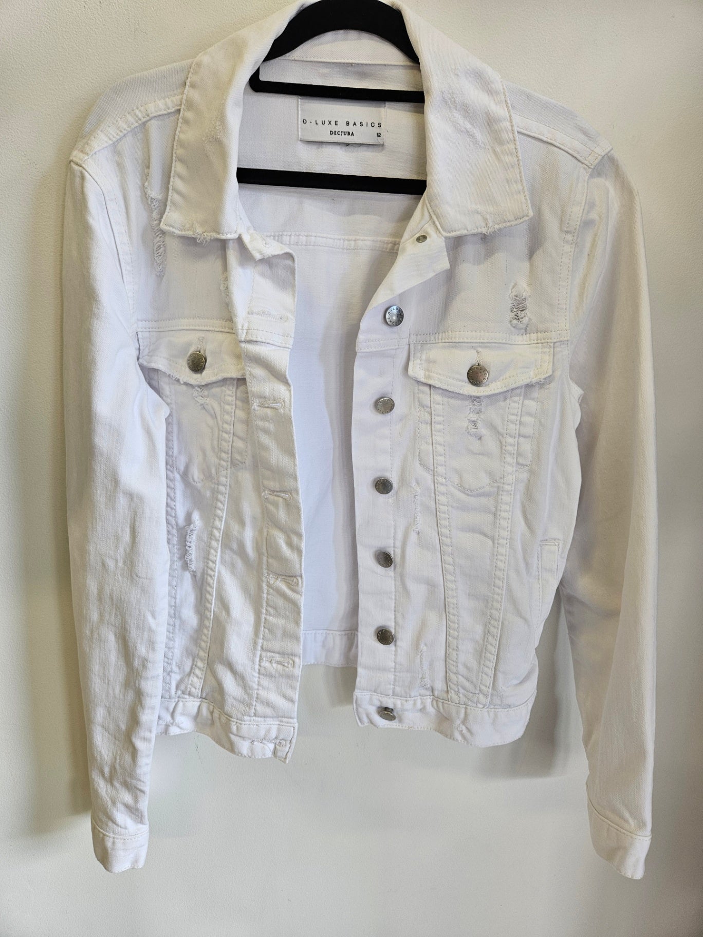 DECJUBA DENIM JACKET WHITE SIZE 12