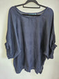 BLUE ILLUSION FRENCH LINEN MID SLEEVE TOP NAVY SIZE XS