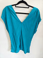 RETRO SPEC'D VISCOSE BLEND TOP TEAL SIZE 10