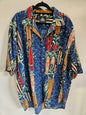 PACIFIC CLIFF POLYESTER SHORT SLEEVE SHIRT BLUE SURFOARD PRINT SIZE 3XL