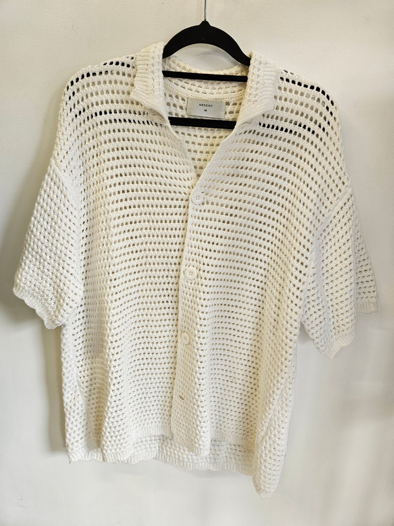 ABSENT COTTON CROCHET CARDIGAN WHITE SIZE M