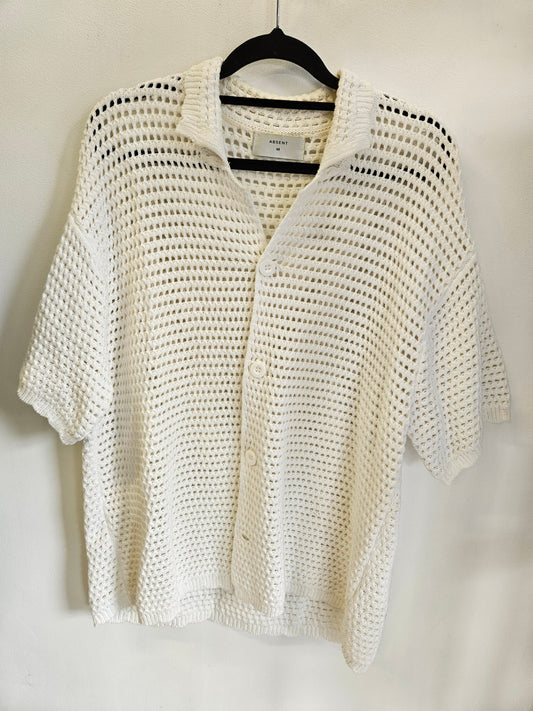 ABSENT COTTON CROCHET CARDIGAN WHITE SIZE M