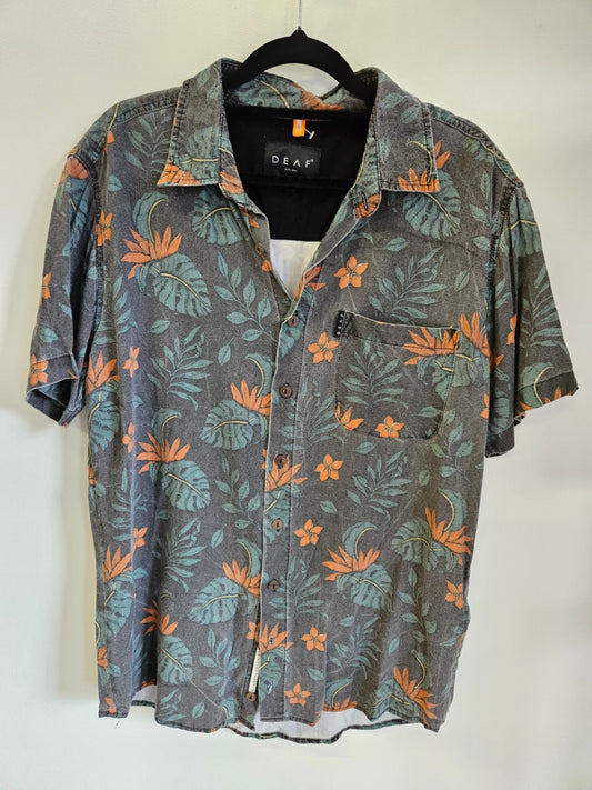 DEAF COTTON SHIRT FADED BLACK TROPICAL SIZE L