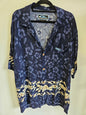 QUIKSILVER RAYON SHIRT Navy Blue with floral pattern SIZE L