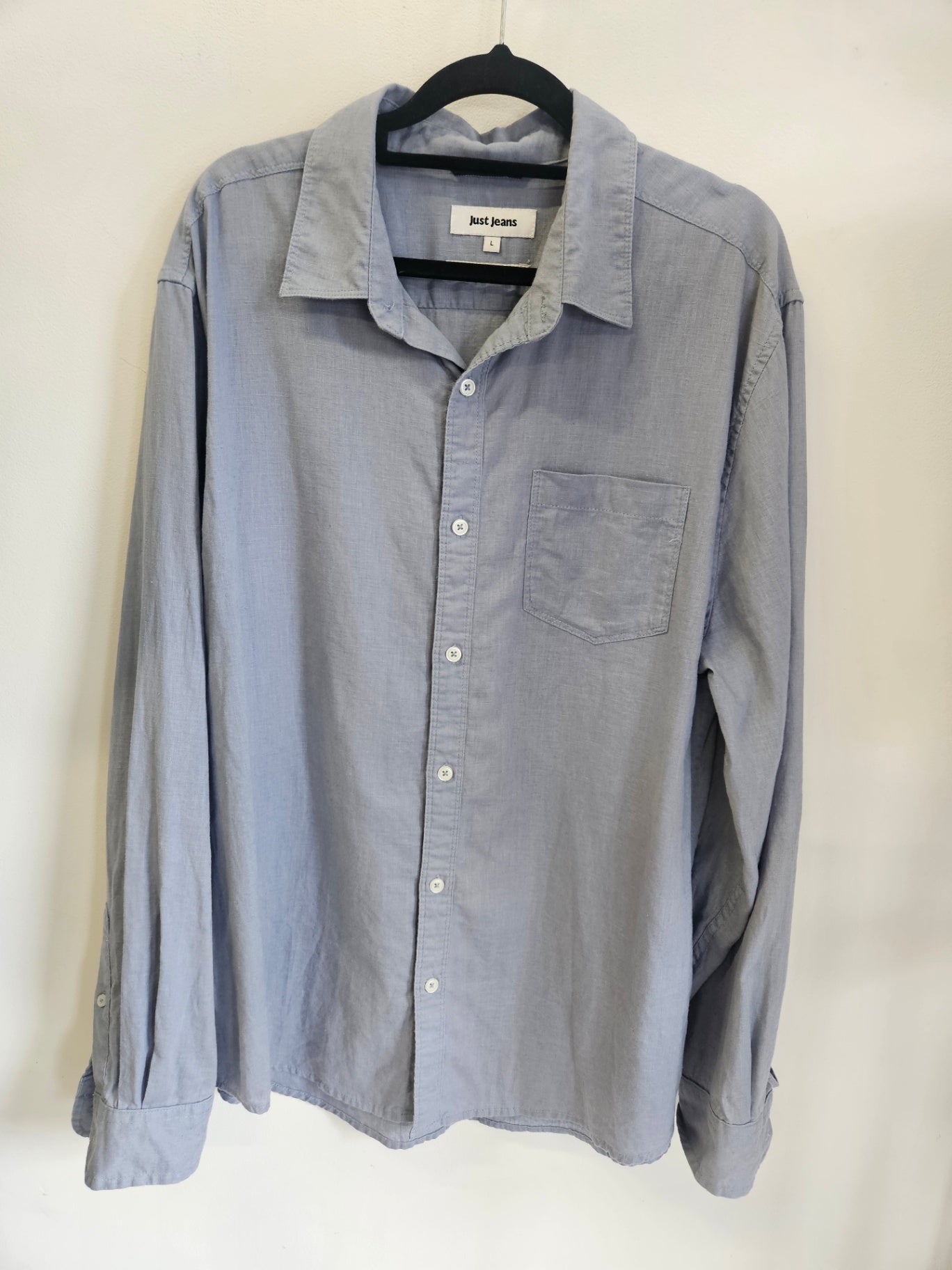 JUST JEANS COTTON SHIRT GREY BLUE SIZE L