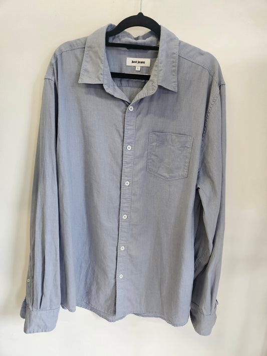 JUST JEANS COTTON SHIRT GREY BLUE SIZE L