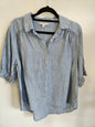 MAX LINEN SHORT SLEEVE TOP LIGHT BLUE SIZE 10