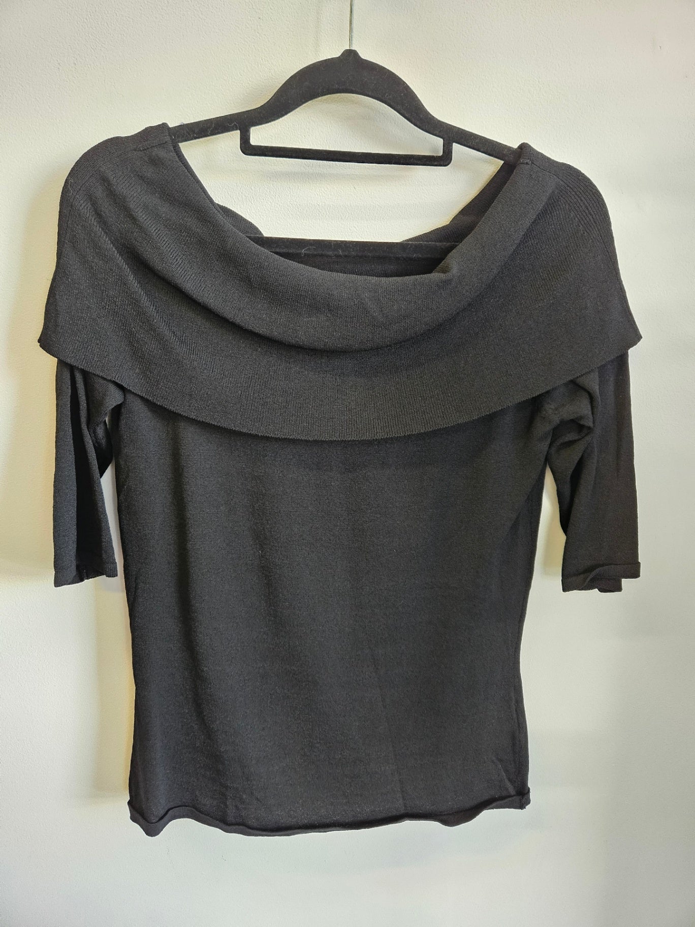 JACQUI E 3/4 SLEEVE OFF THE SHOULDER TOP BLACK SIZE XS