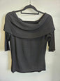 JACQUI E 3/4 SLEEVE OFF THE SHOULDER TOP BLACK SIZE XS