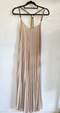 WITCHERY CHIFFON WITH LEATHER STRAP DRESS BEIGE SIZE 12