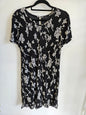 ANTHEA CRAWFORD VISCOSE DRESS BLACK WHITE FLORAL SIZE M