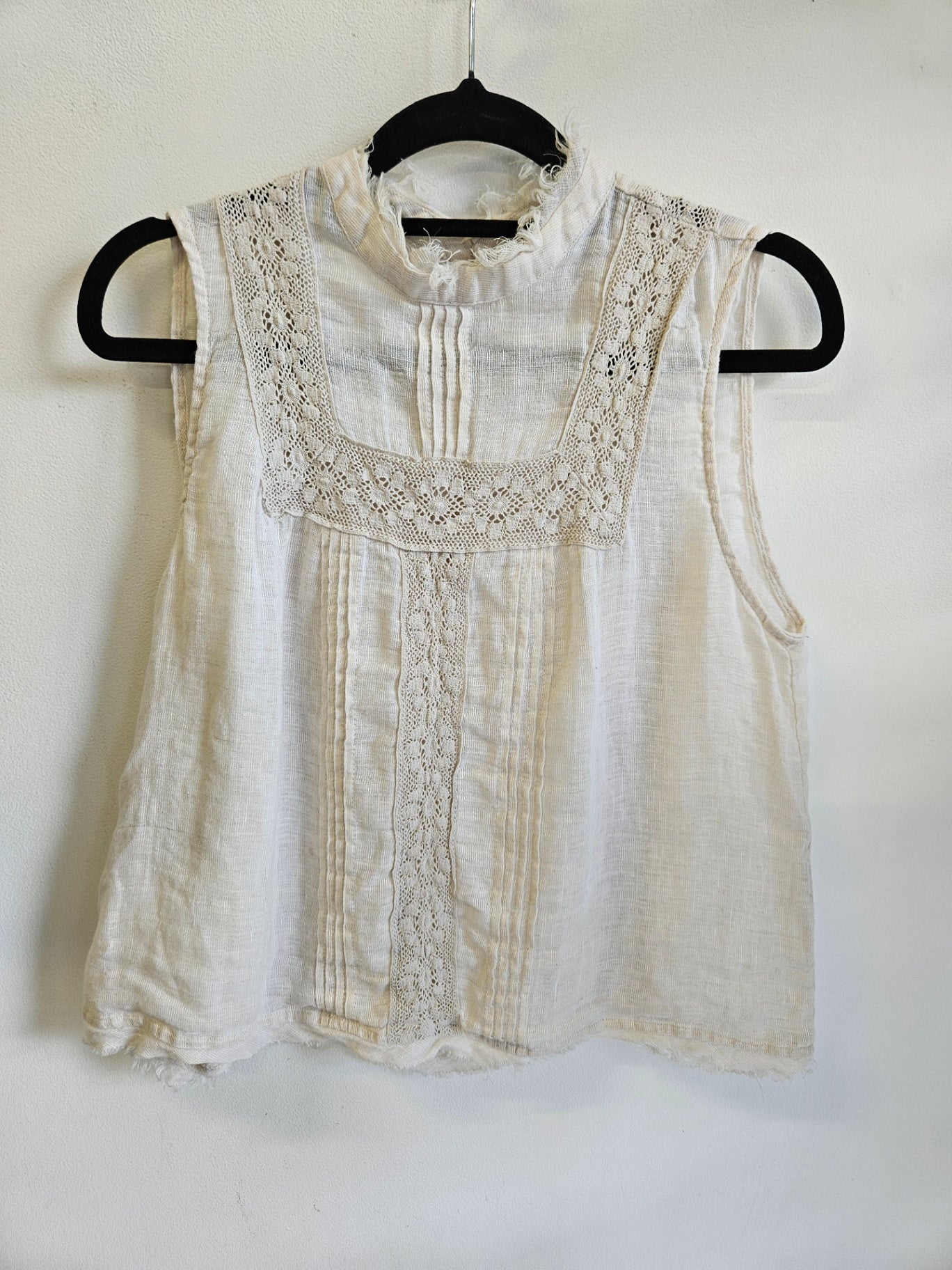 ZARA LINEN SLEEVELESS TOP OFF WHITE SIZE S