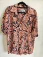 CITI BEAT SILK SHIRT PINK BLACK HAWAIIAN SIZE M