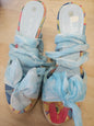 MISS MOLLY SILK RATTAN WEDGE HEELS BLUE BRIGHT FLORAL SIZE 36