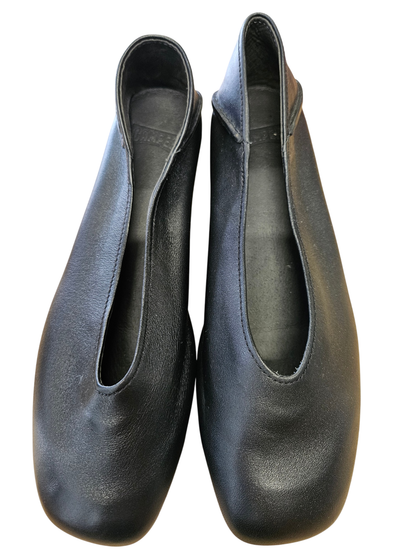 CAMPER LEATHER BALLET FLAT SHOES BLACK SIZE 38