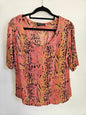 ASHLEY FOGEL SILK SHORT SLEEVE TOP PINK SNAKE SIZE 14