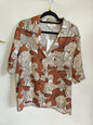 FEATHER AND NOISE LINEN VISCOSE SHIRT CREAM RUST BEIGE TROPICAL SIZE 8