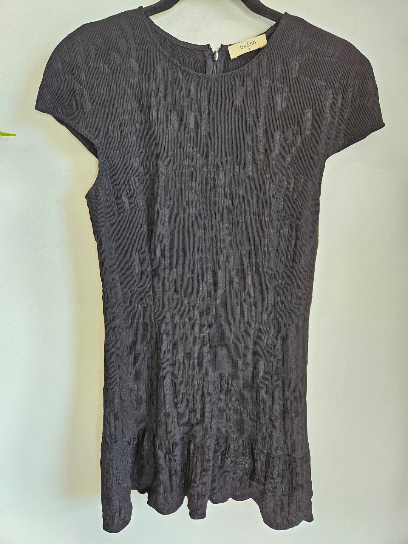 BA&SH VISCOSE MINI DRESS BLACK SIZE S