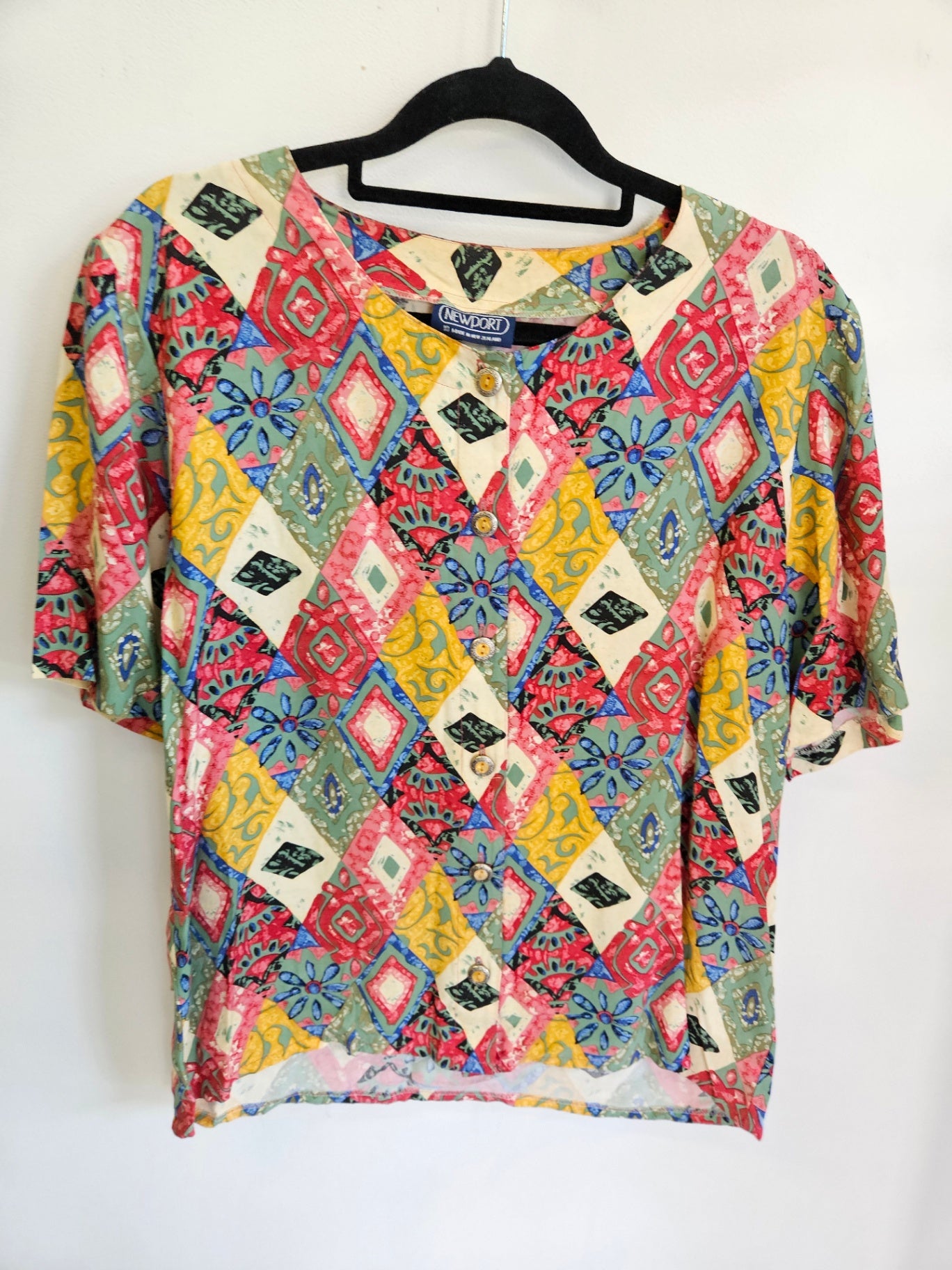 VINTAGE NEWPORT Fabric (unspecified) SHORT SLEEVE TOP MULTICOLOUR SIZE 10