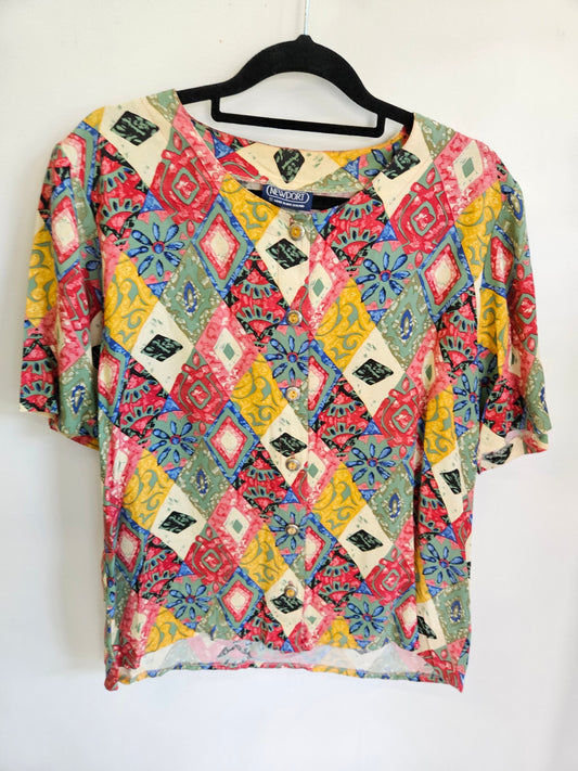 VINTAGE NEWPORT Fabric (unspecified) SHORT SLEEVE TOP MULTICOLOUR SIZE 10