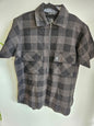 SWANDRI WOOL SHORT SLEEVE GREY BLACK CHECK SIZE M