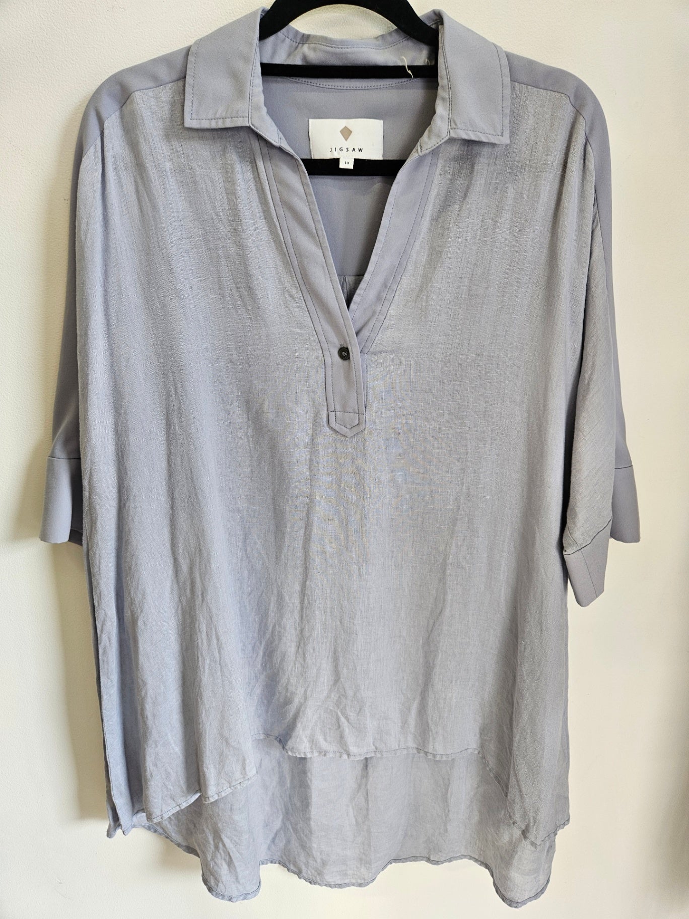 JIGSAW LINEN SHIRT BLUE GREY SIZE 10